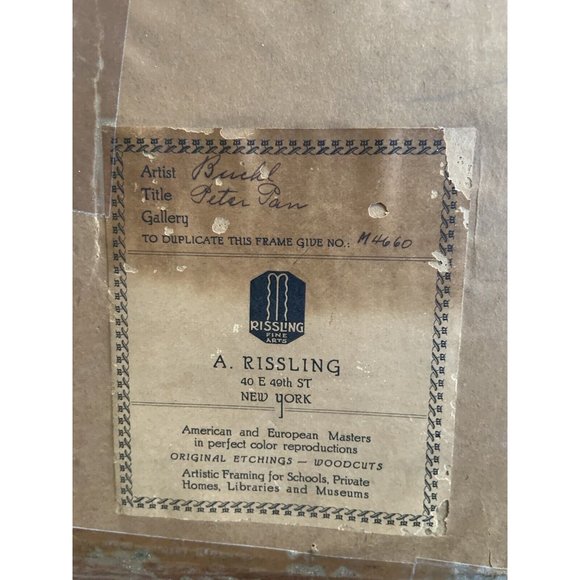 RARE Antique Peter Pan by Charles Buchel Fine Art Colored Lithograph framed - Picture 8 of 11